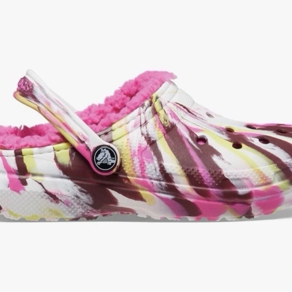 Crocs Kids Classic Lined Tie-Dye Clogs Pink Size 3 NEW